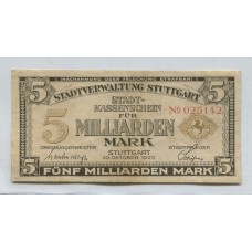 ALEMANIA 1923 ESTADO DE STADT-KASSENSCHEIN 5,000,000,000 MARCOS BILLETE EN BUEN ESTADO